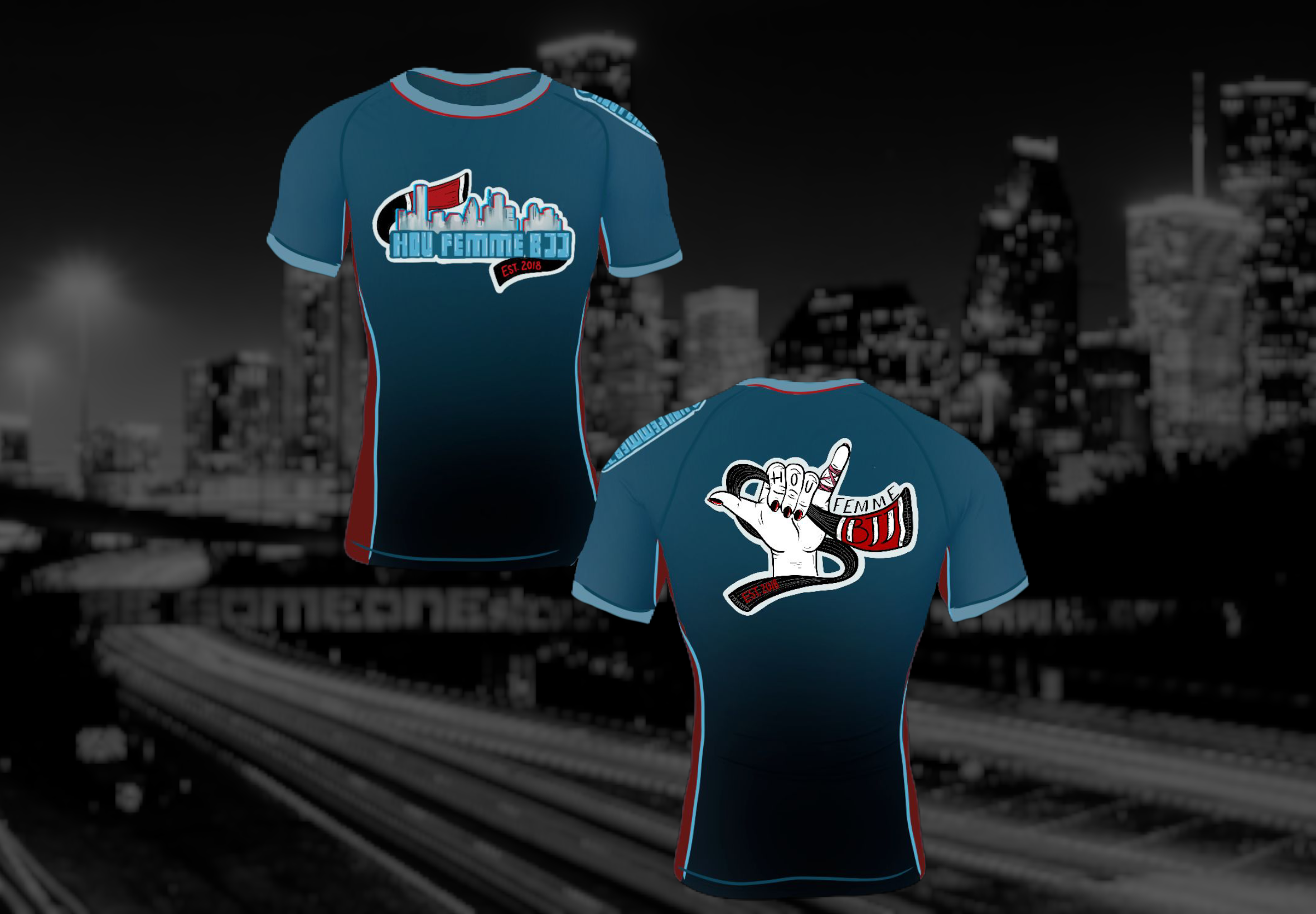 Houston Femme BJJ : Skyline Rashguard 2025