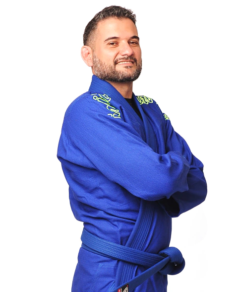 Kimono Azul Classic 2.4 com Bordado Verde