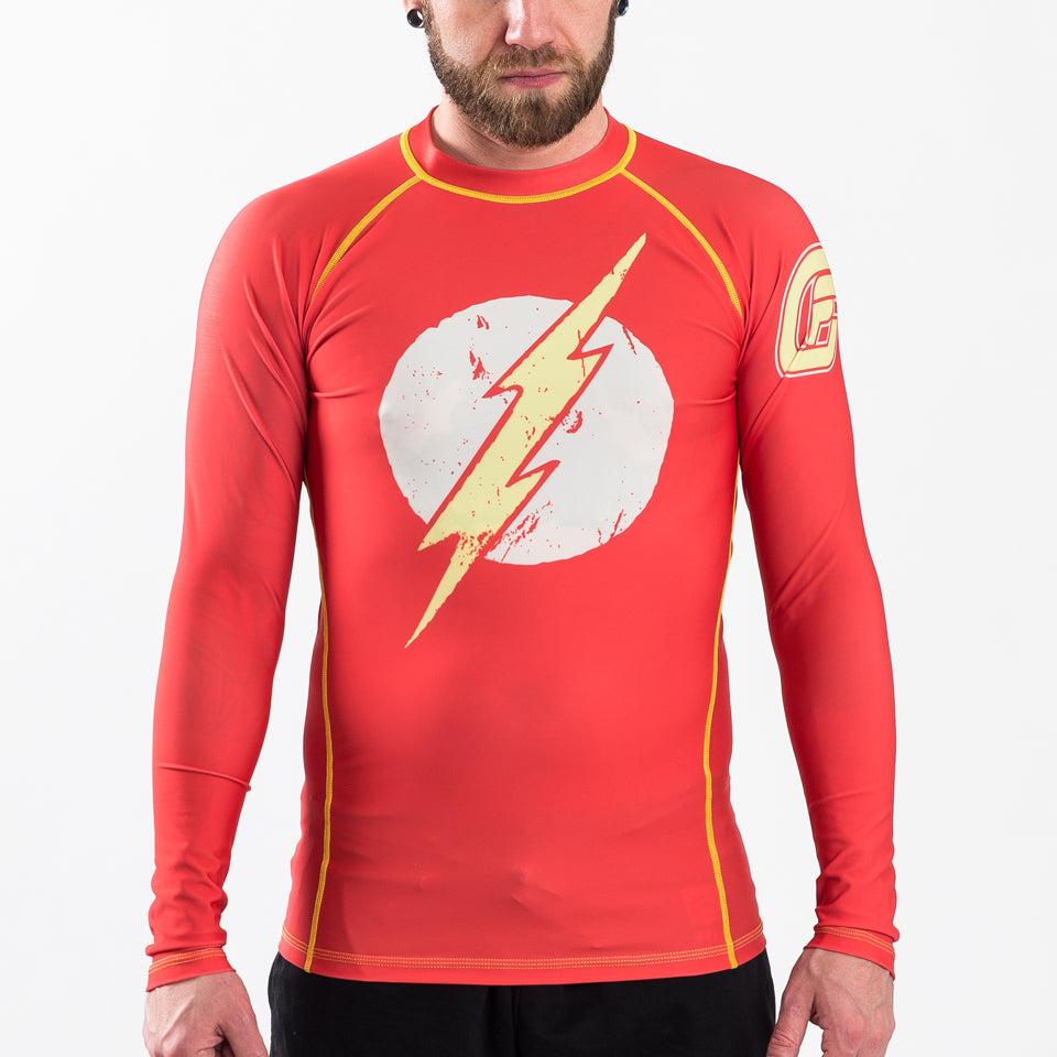 Fusion Fight Gear The Flash Distressed Logo Compression Shirt BJJ Rash Guard (RETIRED)