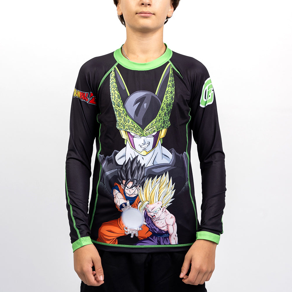 Fusion Fight Gear Dragon Ball Z Cell Kids BJJ Rash Guard Compression Shirt