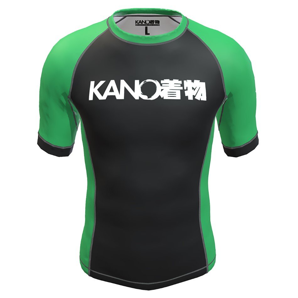 BJJ RASHGUARD KIDS COMPETITION GREEN BELT SHORT SLEEVES