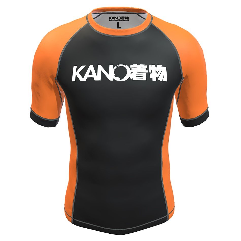 BJJ RASHGUARD KIDS COMPETITION ORANGE BELT SHORT SLEEVES