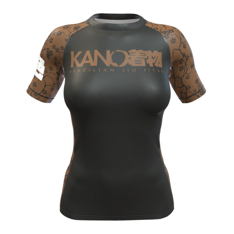 FEMALE RASHGUARD SHORT SLEEVES BROWN BELT TRAINING