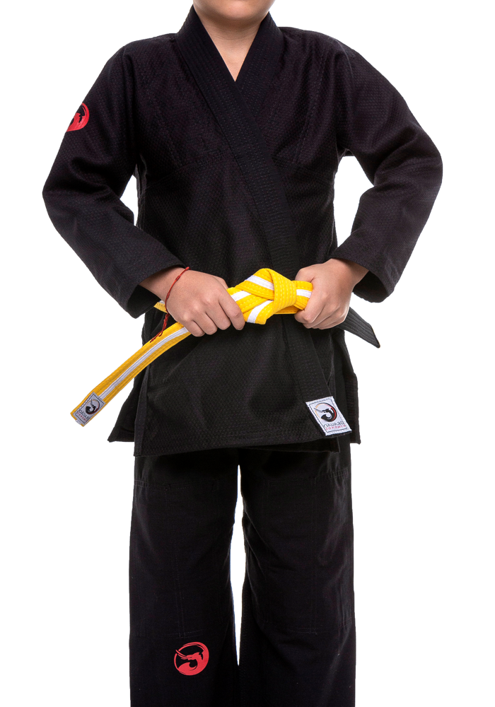 Faixa Dragão Jiu Jitsu Amarela Listra Branca Infantil