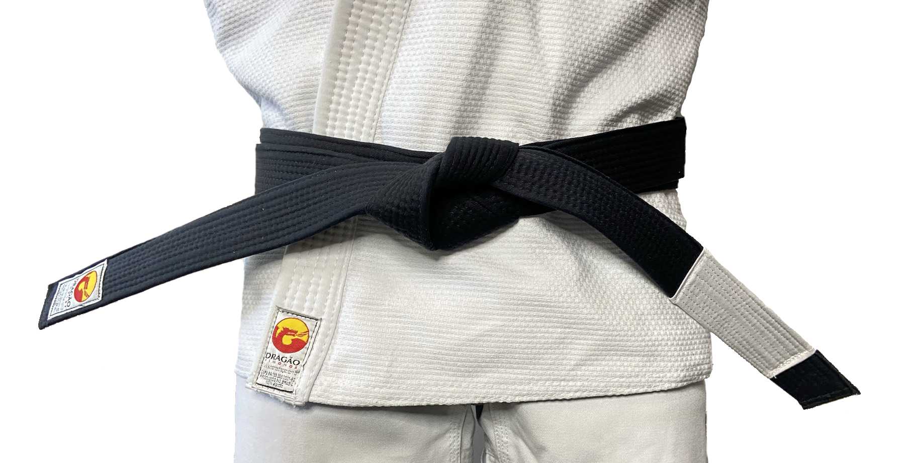 Faixa Dragão Jiu Jitsu Preta Ponta Branca Extra