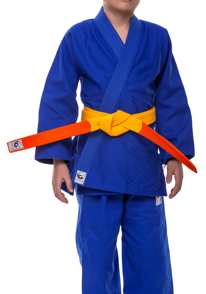 Faixa Dragão Judo Amarela Ponta Laranja Infantil