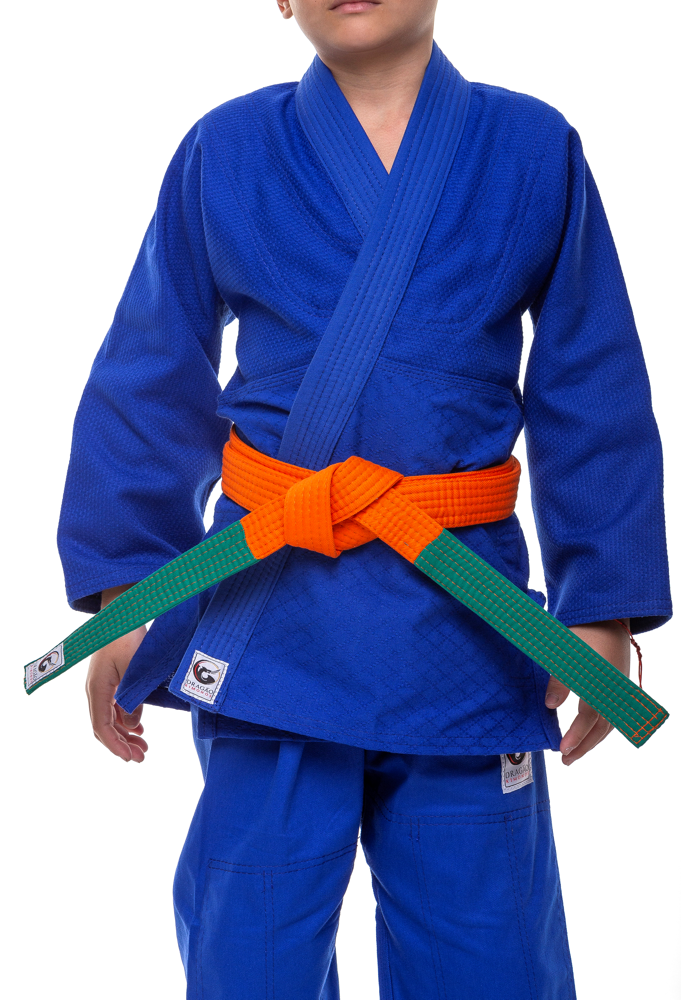 Faixa Dragão Judo Laranja Ponta Verde Infantil