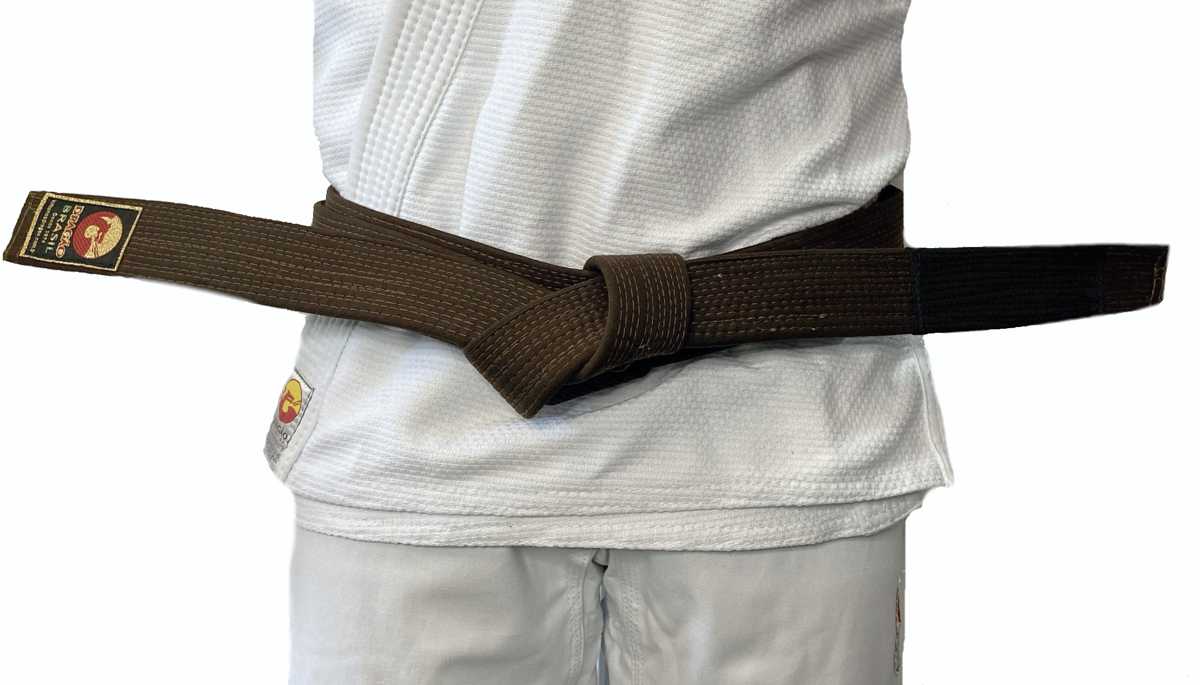 Faixa Oficial Dragão Jiu Jitsu Marrom ponta Preta Extra