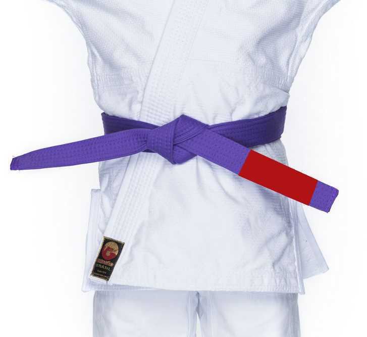 Faixa Oficial Dragão Jiu Jitsu Roxa ponta Vermelha Extra