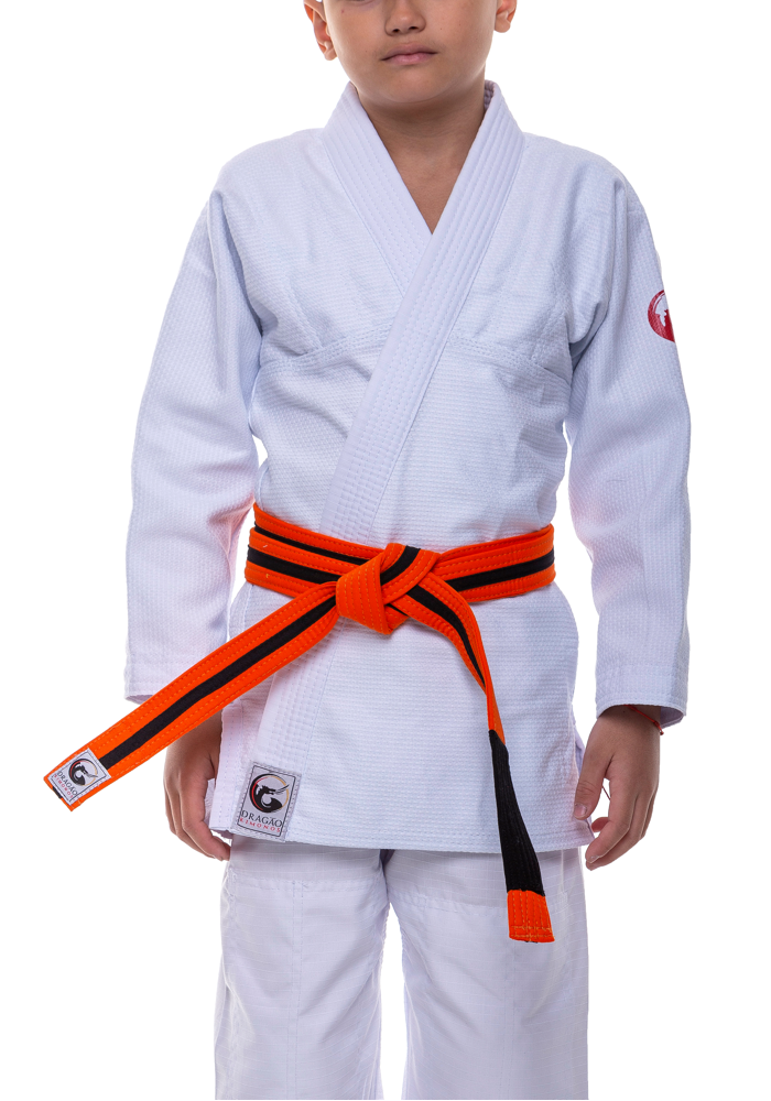 Faixa Dragão Jiu Jitsu Laranja Listra Preta Infantil