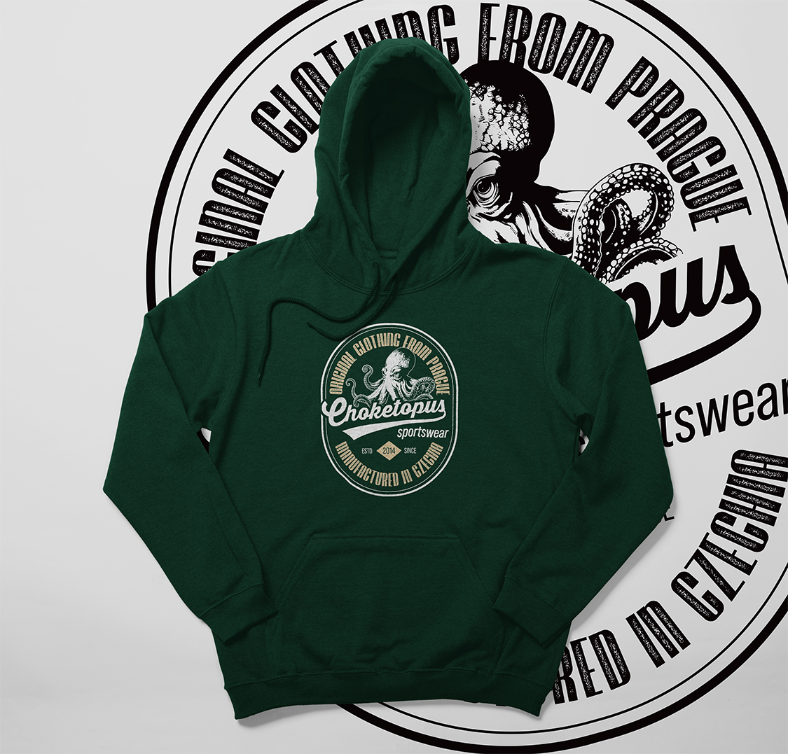 OCTOPUS / Mikina s kapucí – Zelená