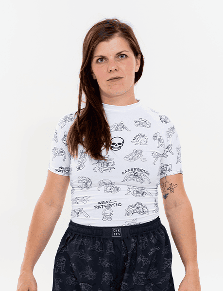 Chokes’n’Bones / Dámský rashguard s krátkým rukávem – bílý