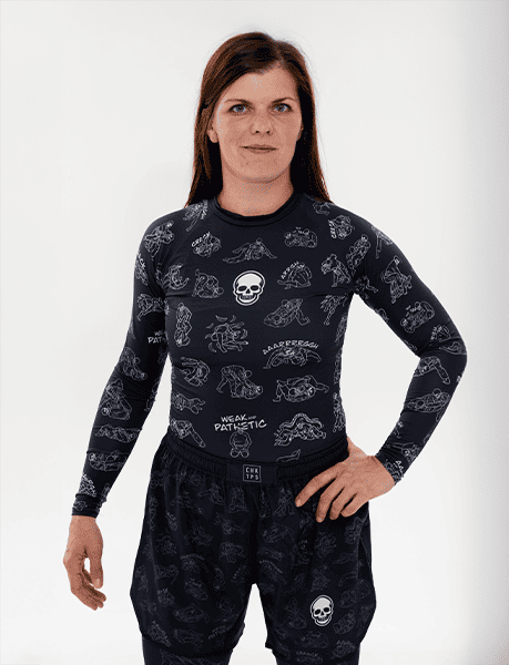 Chokes’n’Bones / Dámský rashguard s dlouhým rukávem – černý