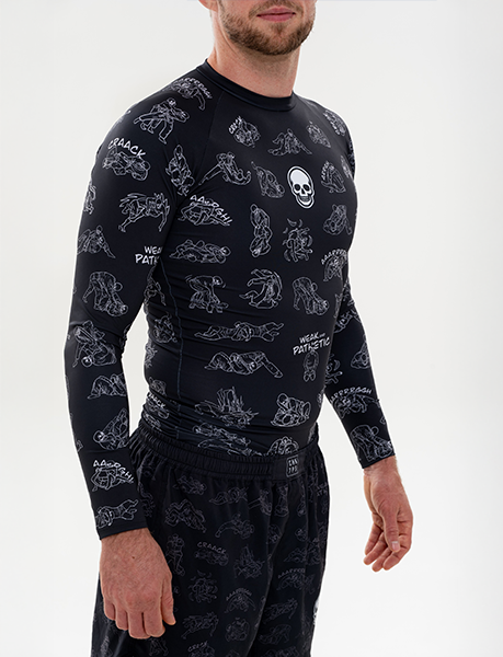 Chokes’n’Bones / Pánský rashguard s dlouhým rukávem – černý