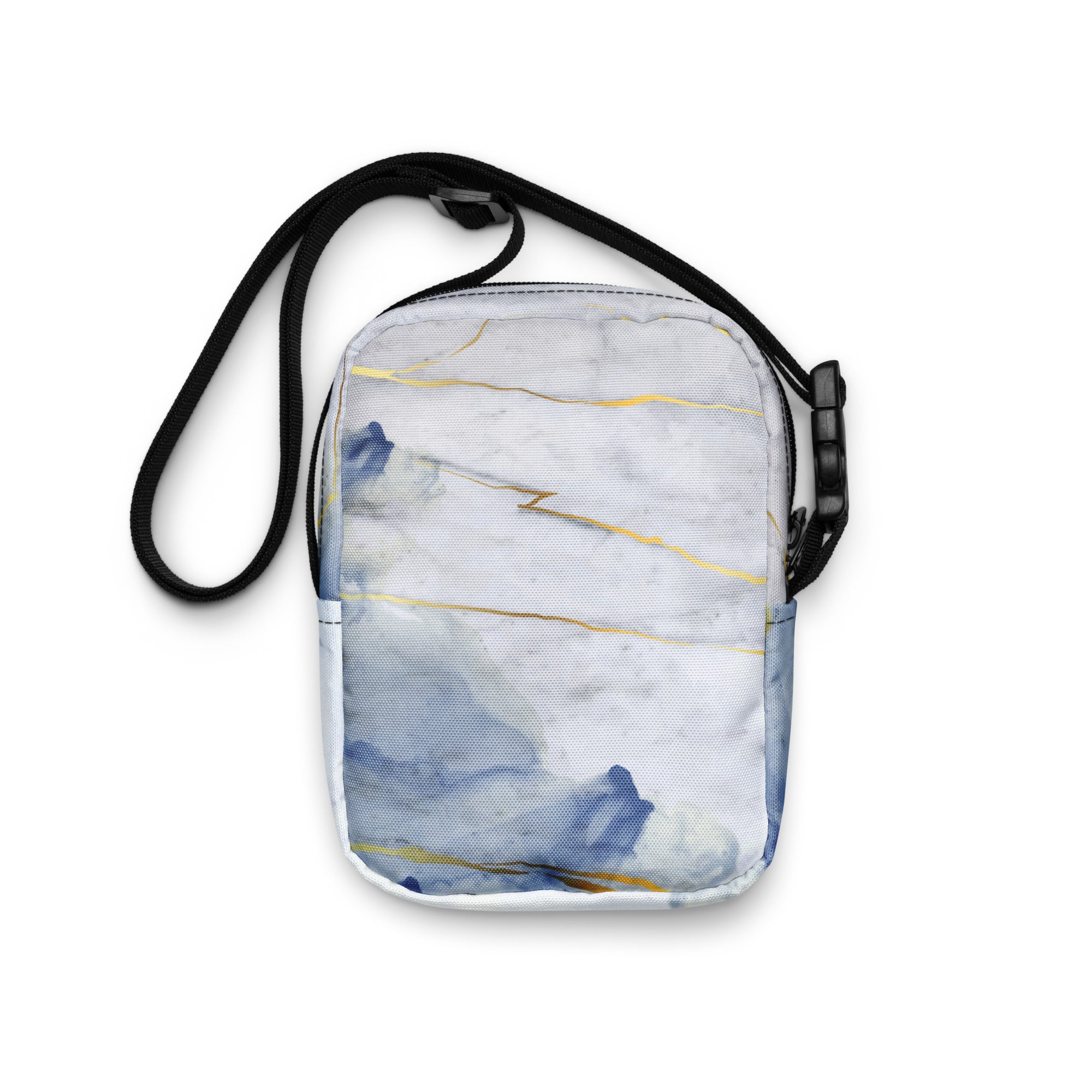 BJJ Couture White Blue and Gold Marble Utility crossbody bag
