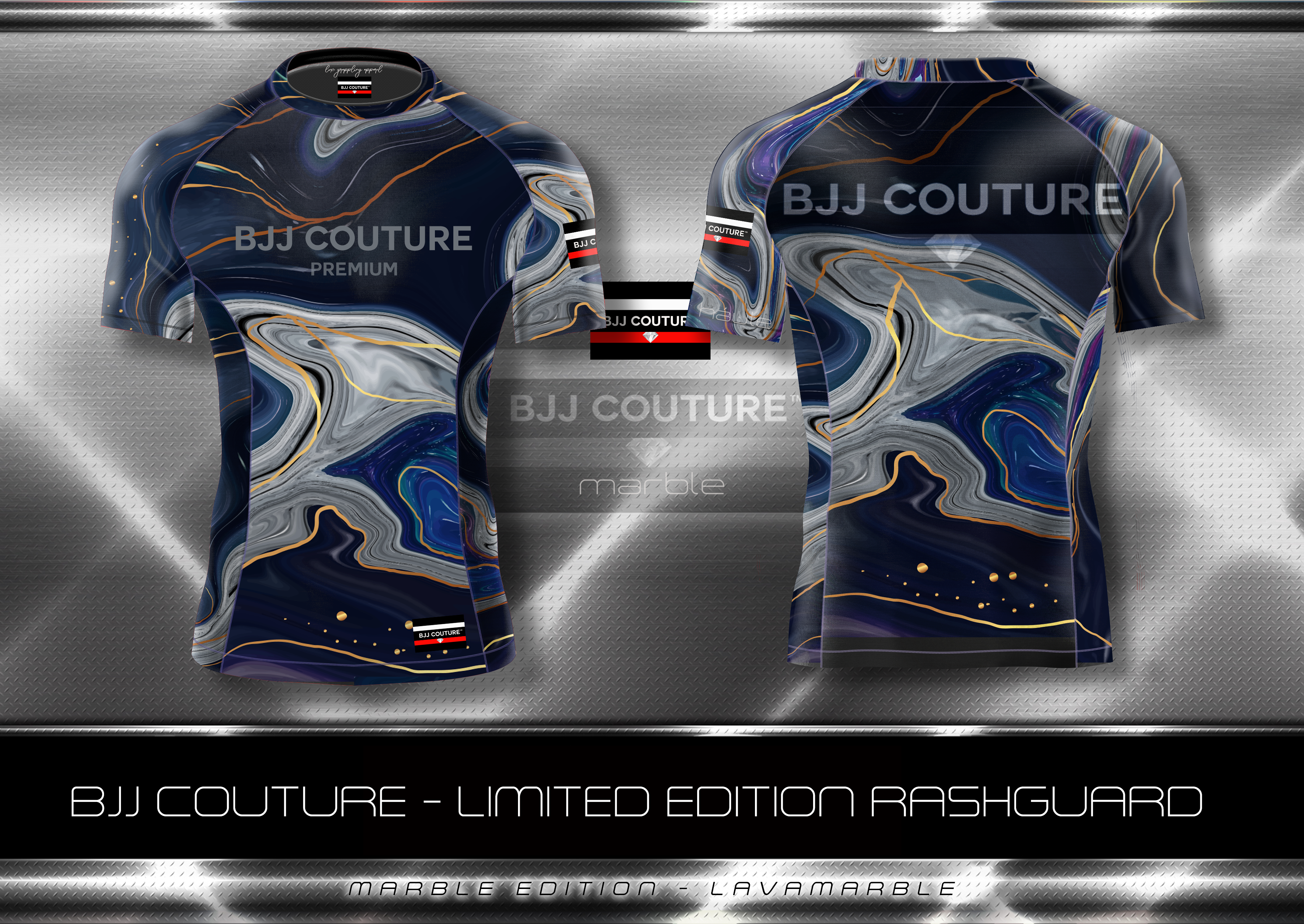 BJJ Couture Dark Blue and Purple Marble Rashguard