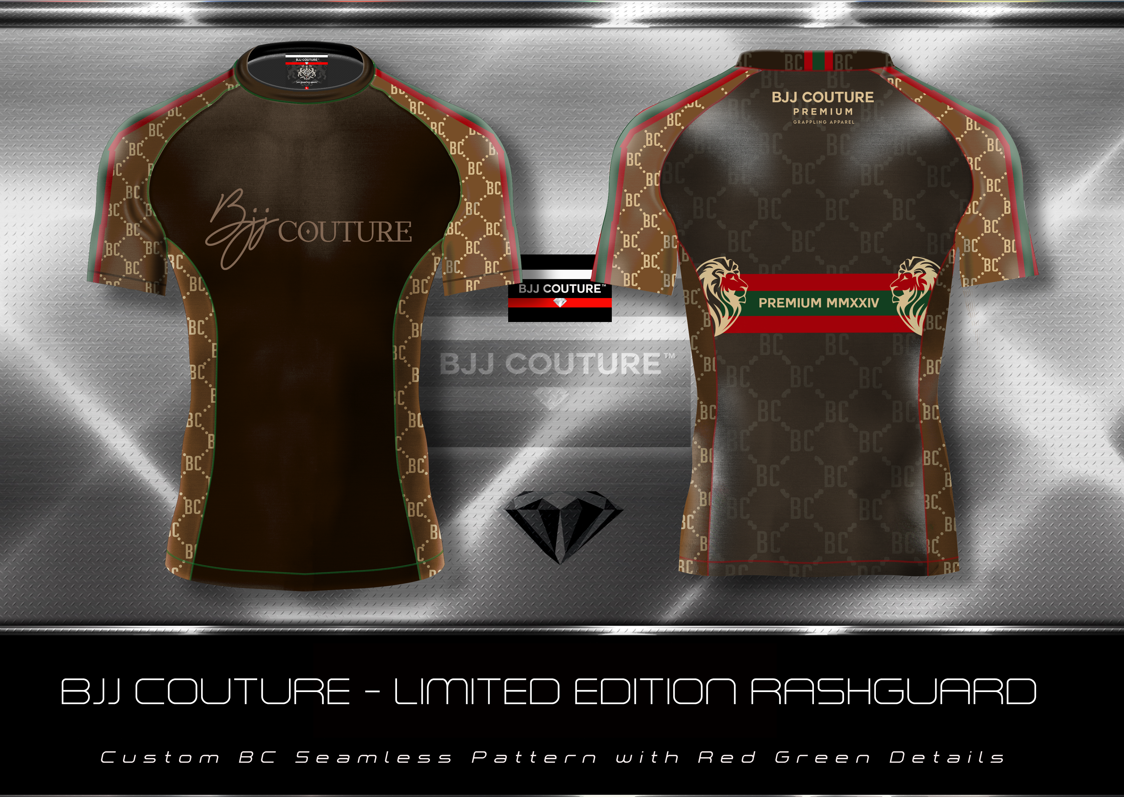 BJJ Couture Brown and Tan Rashguard with Contrast Details