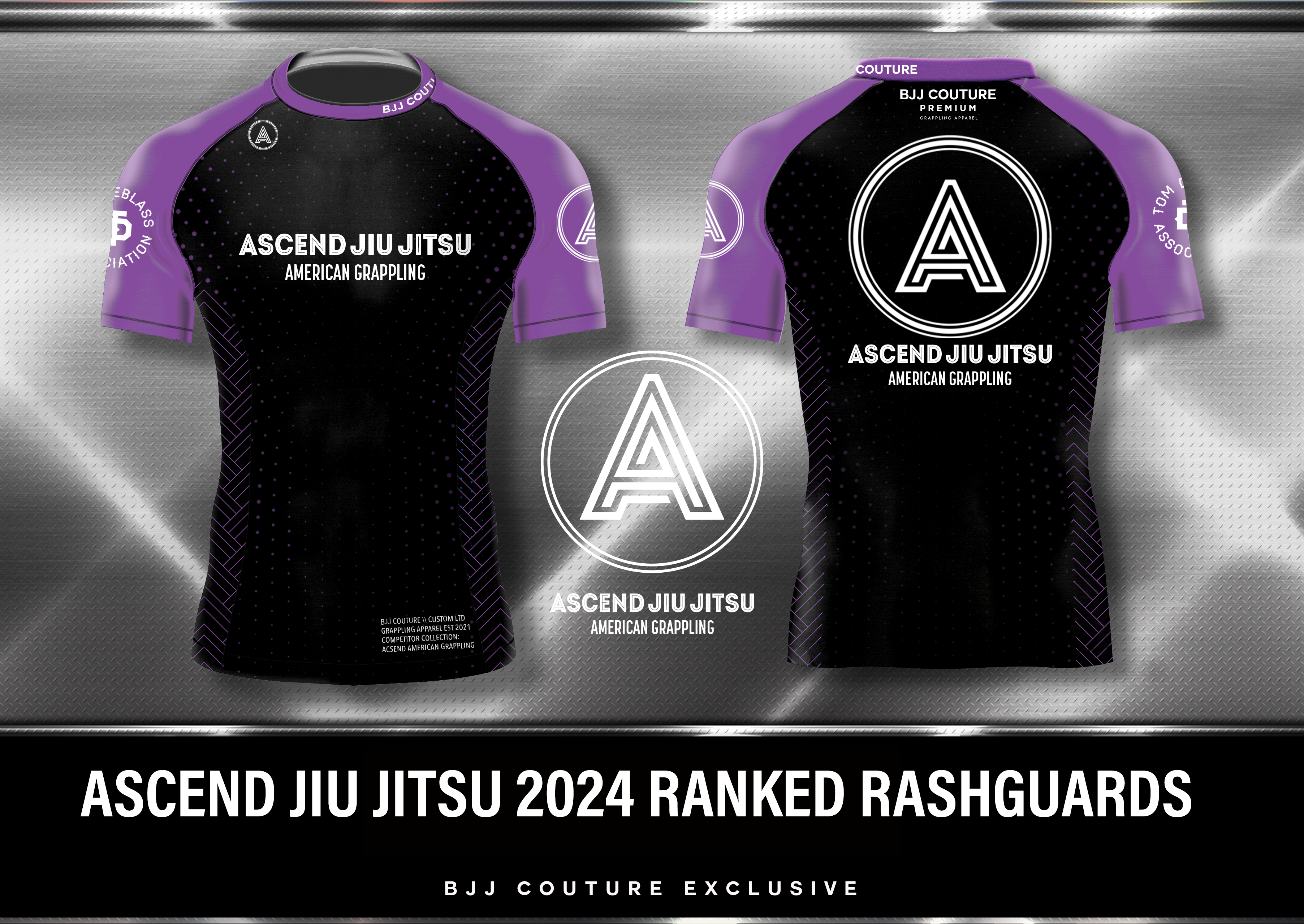 Ascend Jiu Jitsu Ranked Rashguard - Purple and Black