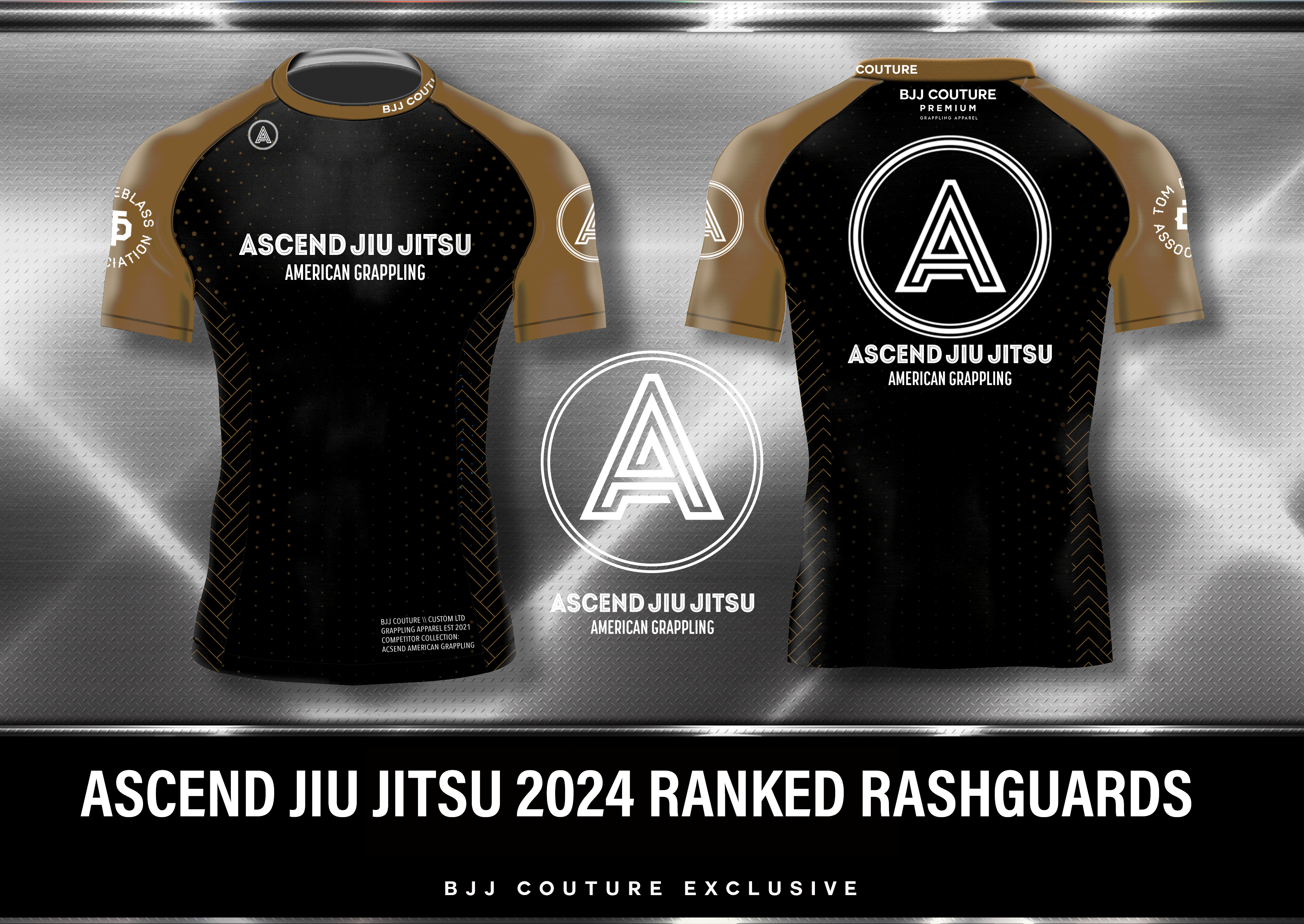 Ascend Jiu Jitsu Ranked Rashguard - Brown and Black