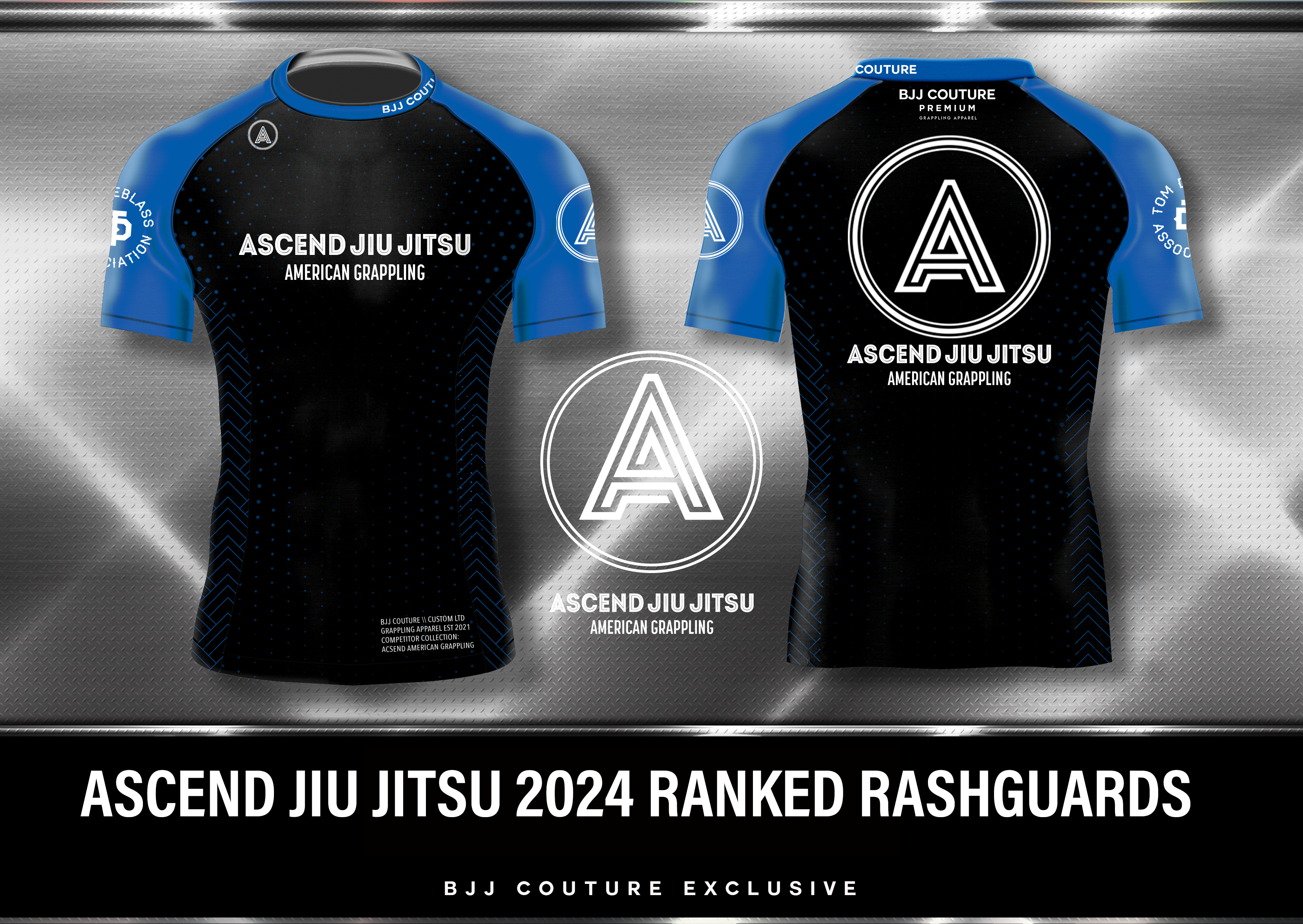 Ascend Jiu Jitsu Ranked Rashguard - Blue and Black