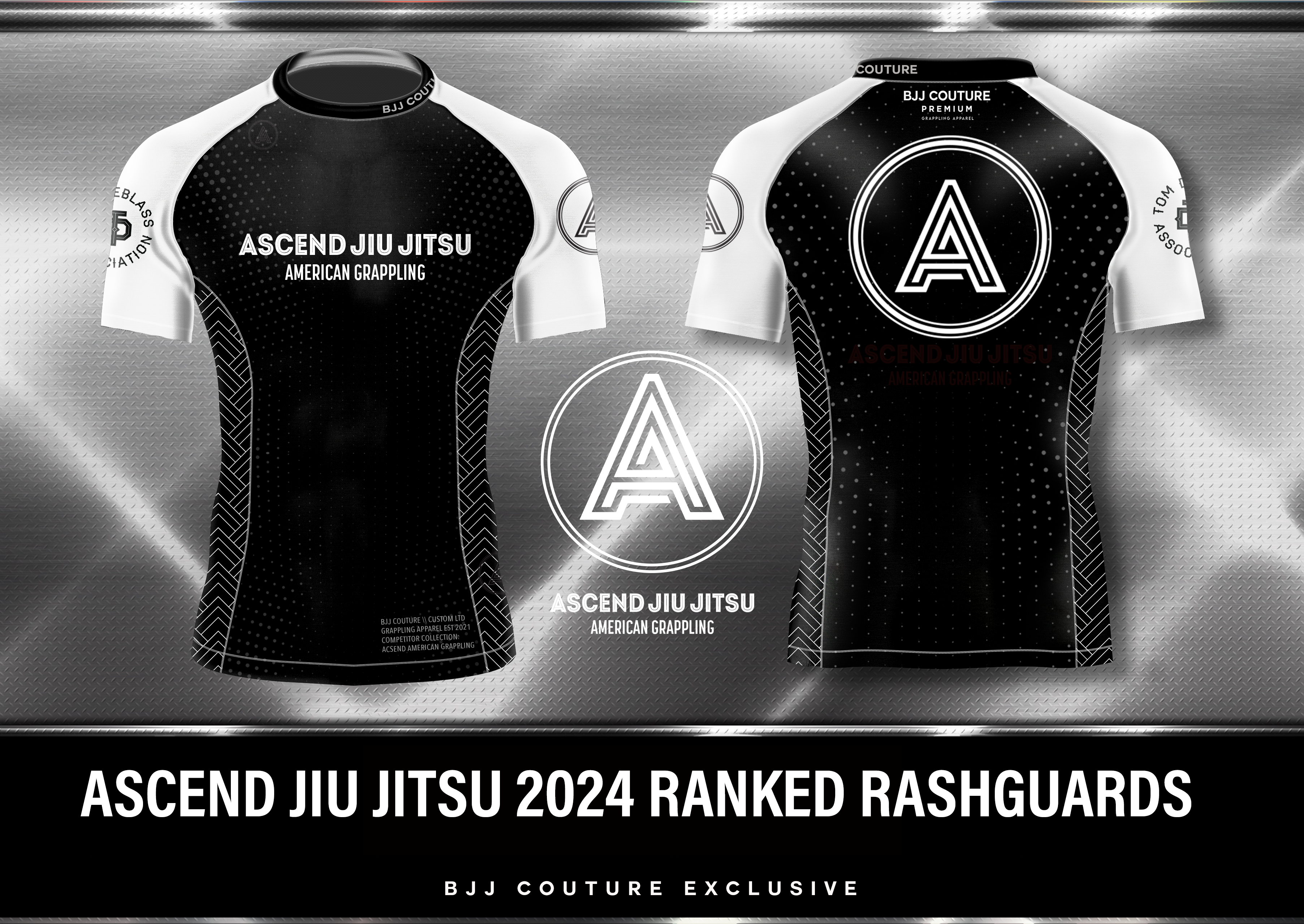 Ascend Jiu Jitsu Ranked Rashguard - White and Black