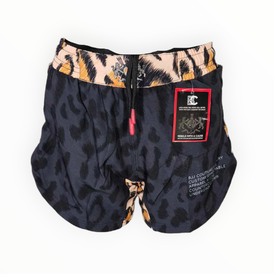 BJJ Couture Leopard Print Black & Brown Grappling Shorts