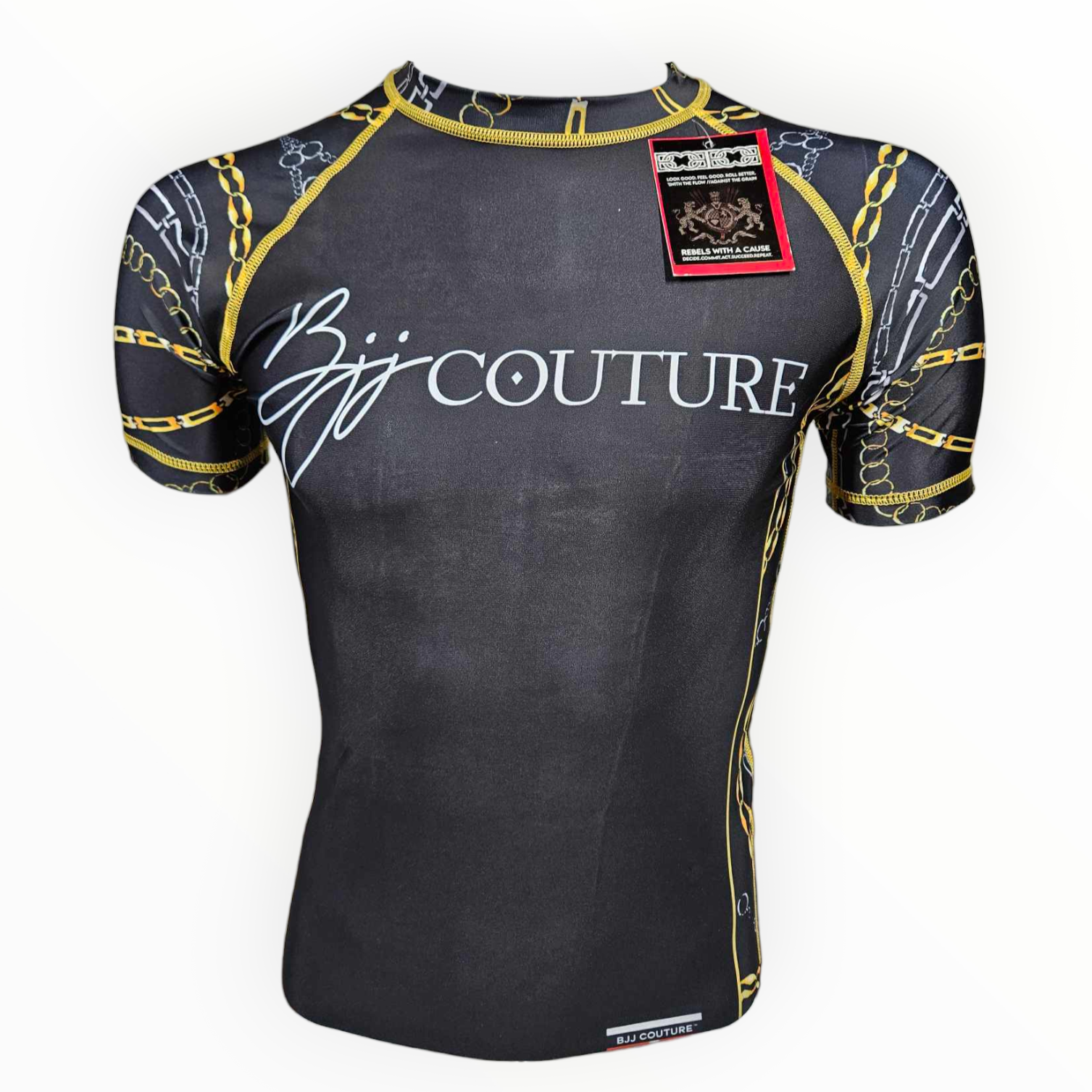 BJJ Couture Black and Gold Chains Rashguard
