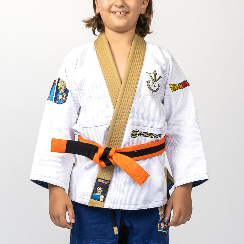 Fusion Fight Gear Dragon Ball Z Vegeta Limited Edition Kids BJJ Gi White Top (issue #19)