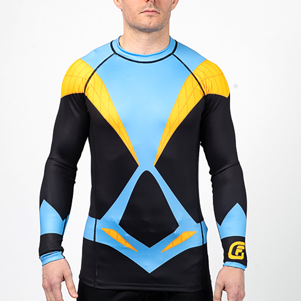 Fusion Fight Gear Nightwing Disco BJJ Rash Guard Compression Shirt