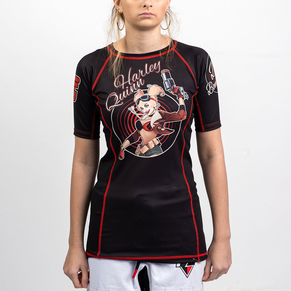 Fusion Fight Gear Harley Quinn DC Bombshells Kids Short Sleeve BJJ Compression Rash Guard