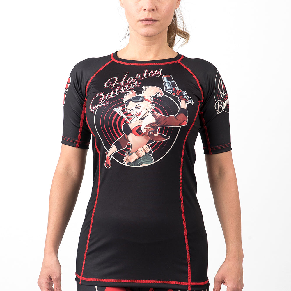 Fusion Fight Gear Harley Quinn DC Bombshells Women's Short Sleeve BJJ Compression Rash Guard