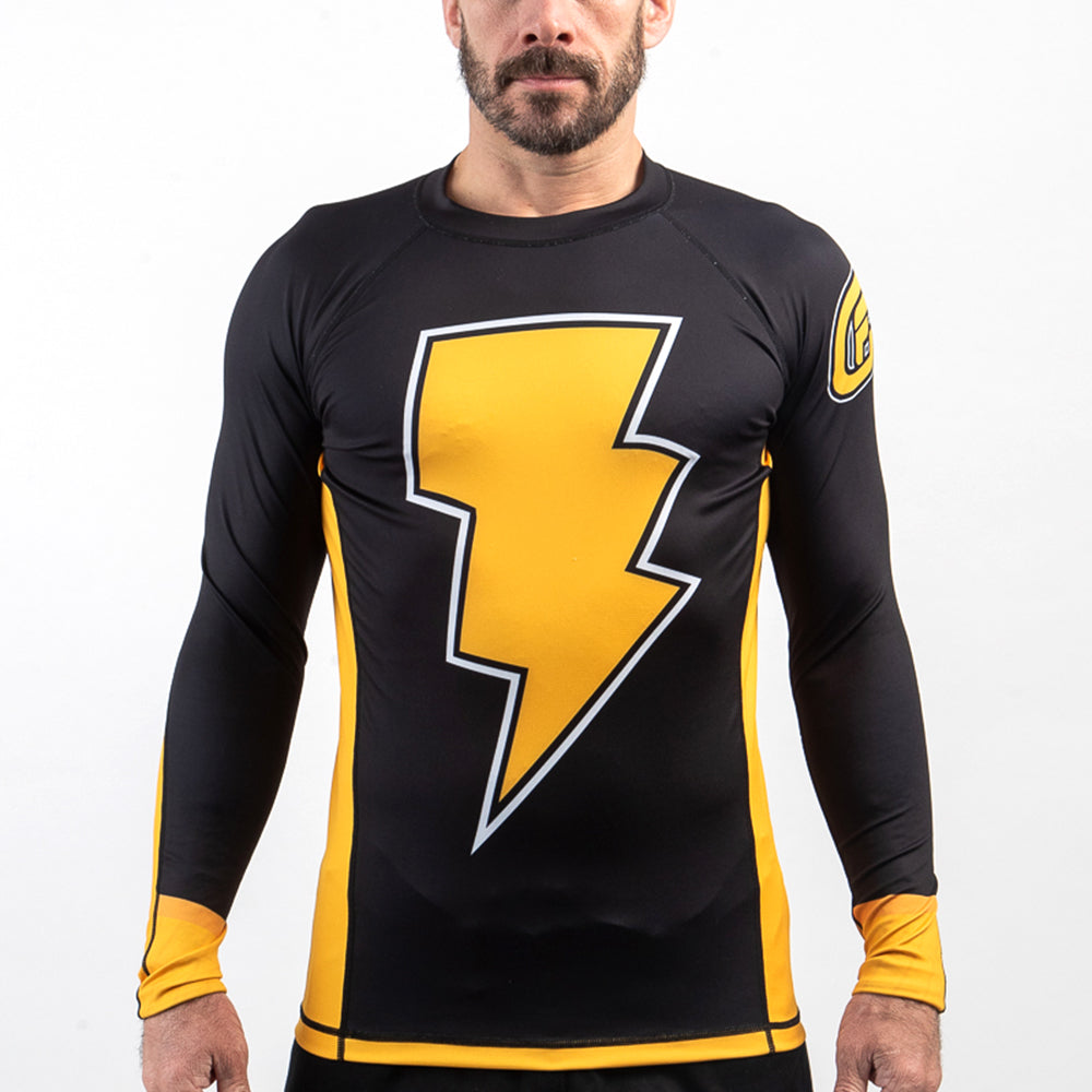 Fusion Fight Gear Black Adam BJJ Rash Guard Compression Shirt