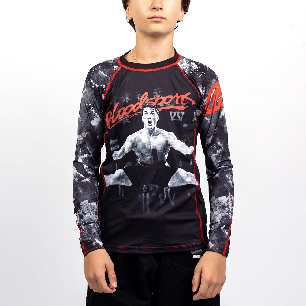 Fusion Fight Gear Bloodsport JCVD BJJ Kids Rash Guard Compression Shirt