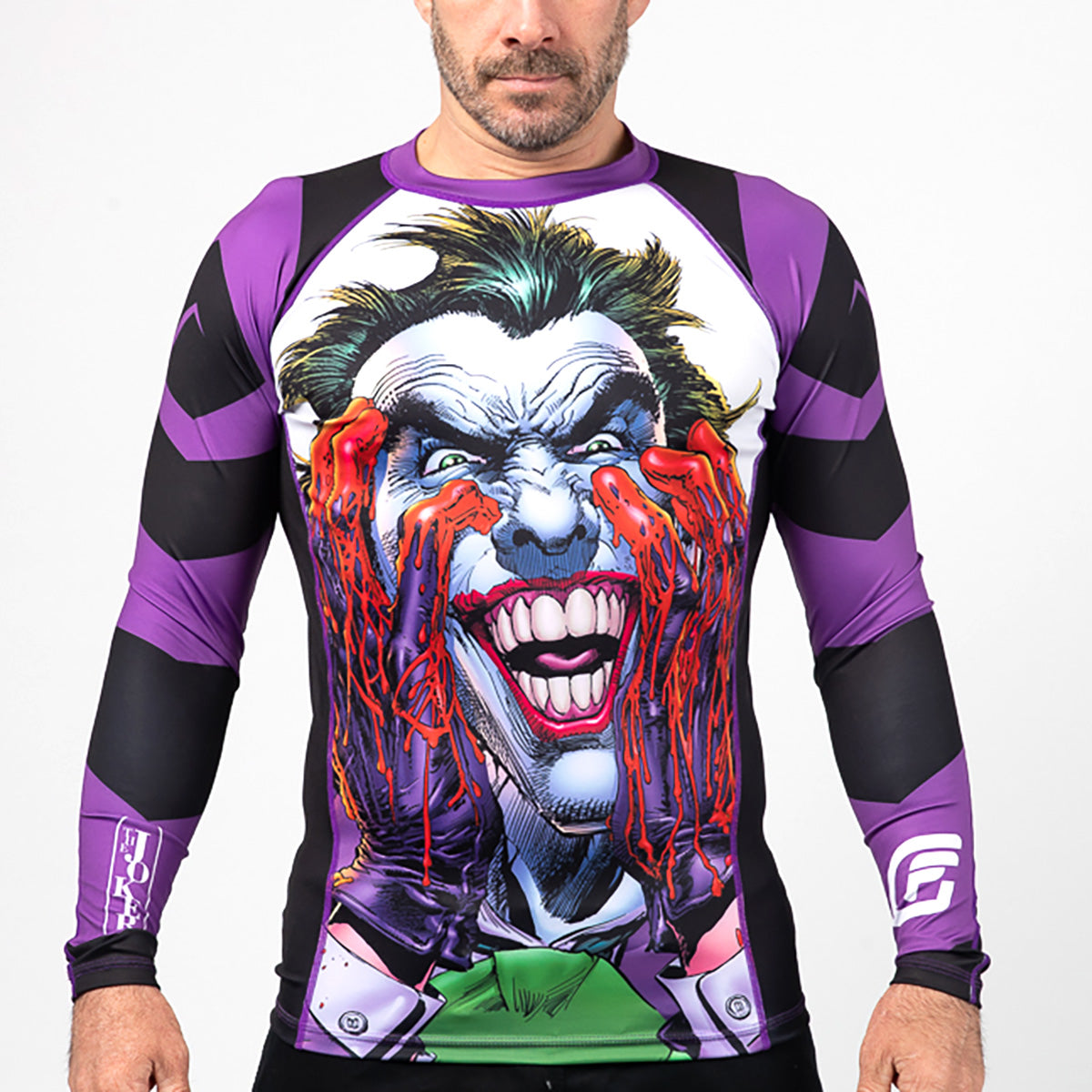 Fusion Fight Gear The Joker Bloody Hands BJJ Rash Guard Compression Shirt