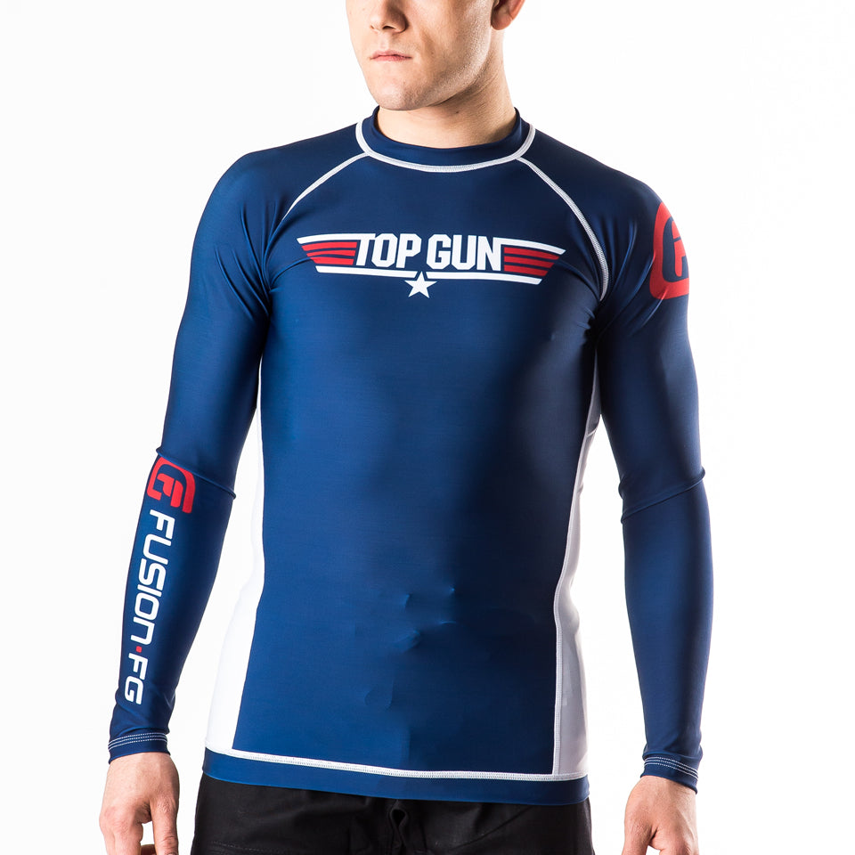 Fusion Fight Gear Top Gun Classic BJJ Rash Guard Compression Shirt- Navy (RETIRED)