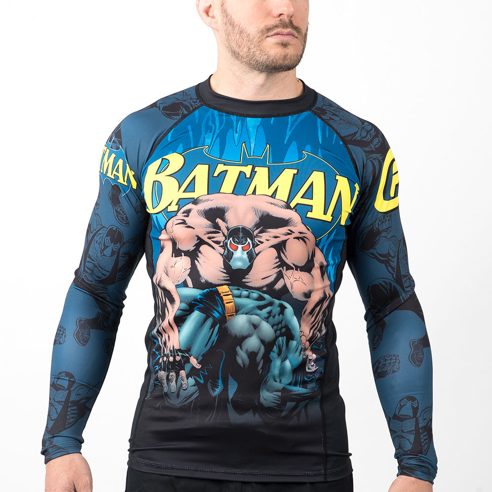 Fusion Fight Gear Batman Breaking The Bat Bane BJJ Rash Guard Compression Shirt