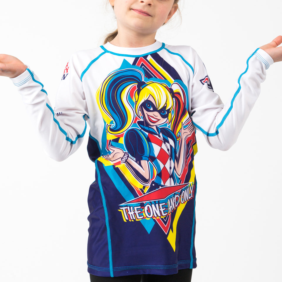 Fusion Fight Gear Harley Quinn Kids BJJ Rash Guard Long Sleeve