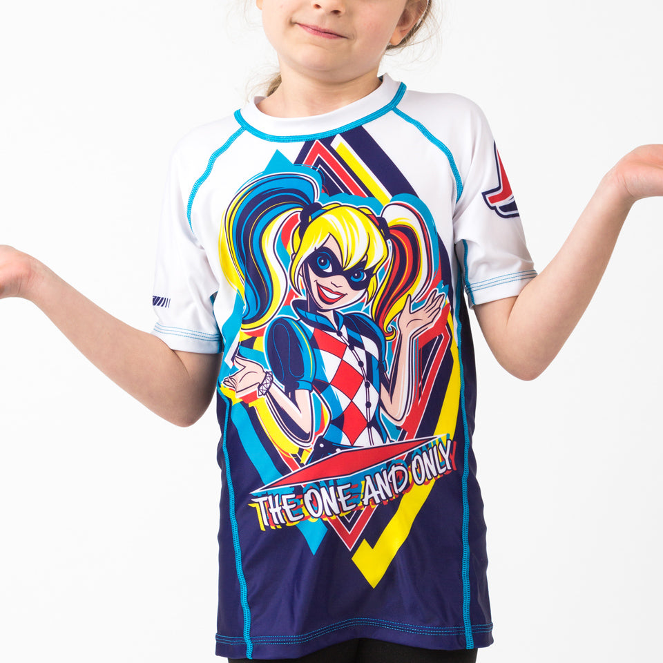 Fusion Fight Gear Harley Quinn Kids BJJ Rash Guard Short Sleeve