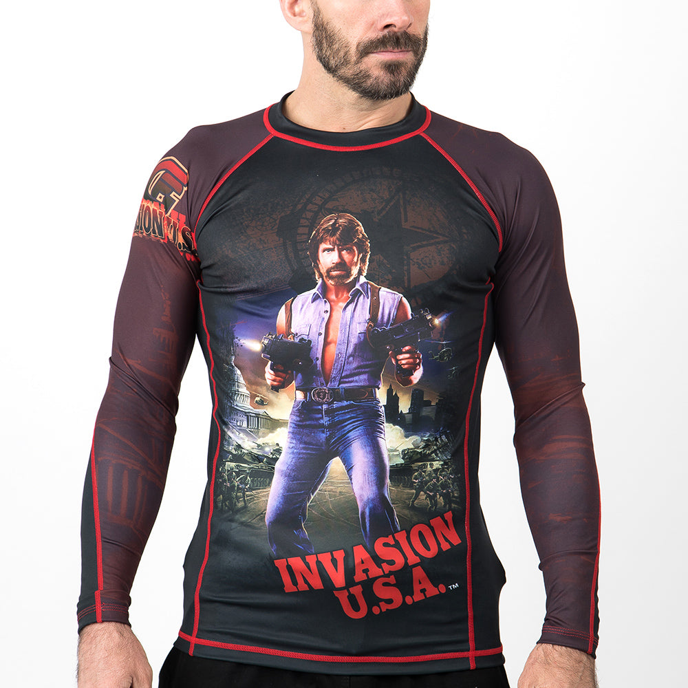 Fusion Fight Gear Chuck Norris Invasion USA BJJ Rash Guard Compression Shirt