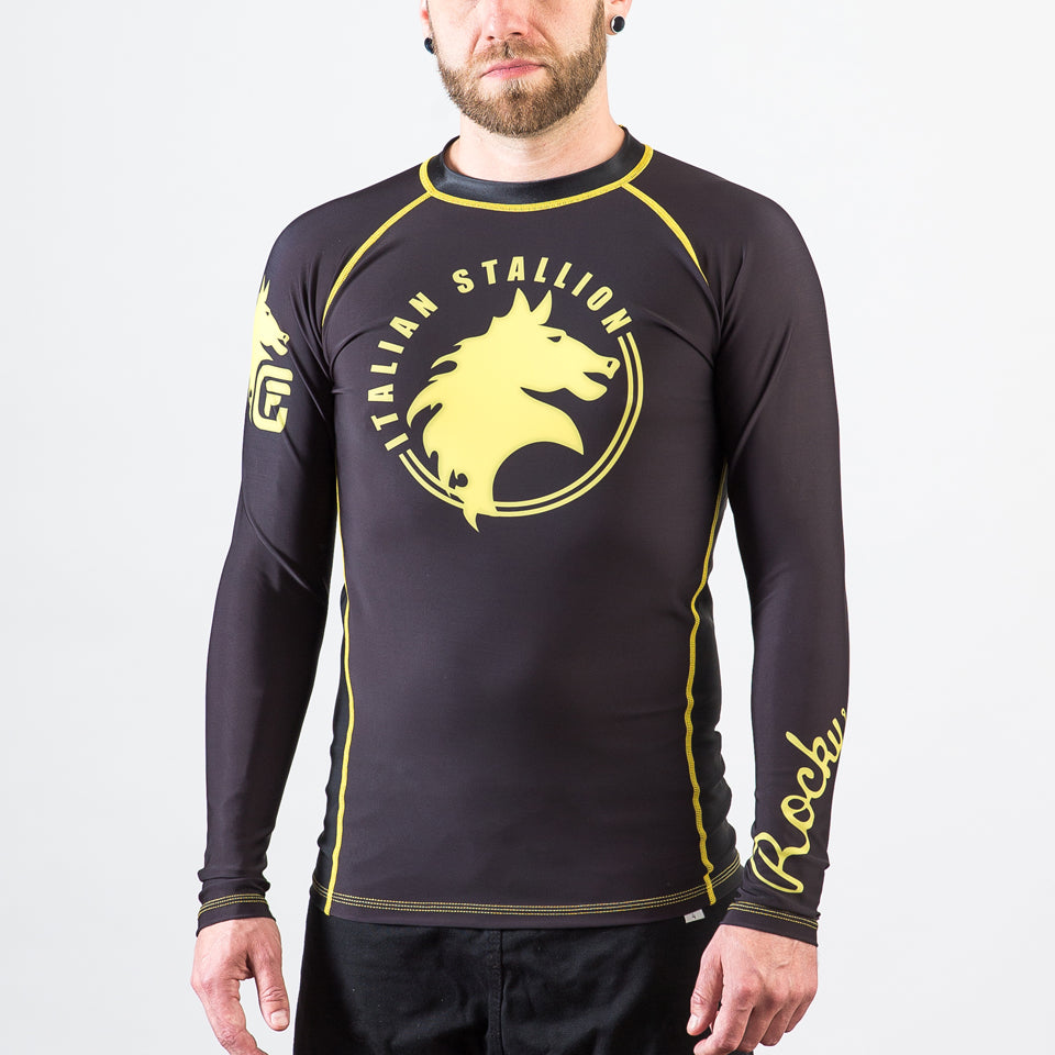 Fusion Fight Gear Rocky Italian Stallion BJJ Rash Guard- Black (RETIRED)
