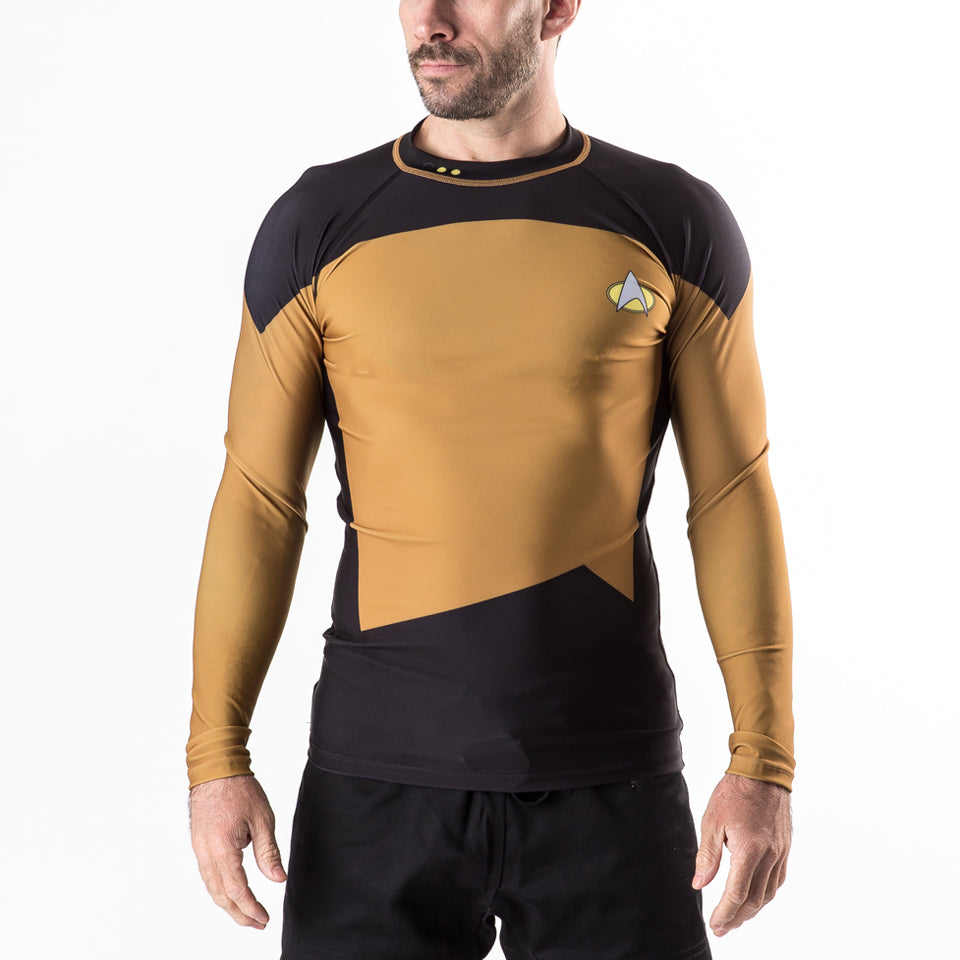 Fusion Fight Gear Star Trek The Next Generation Gold/ Operations BJJ Rash Guard