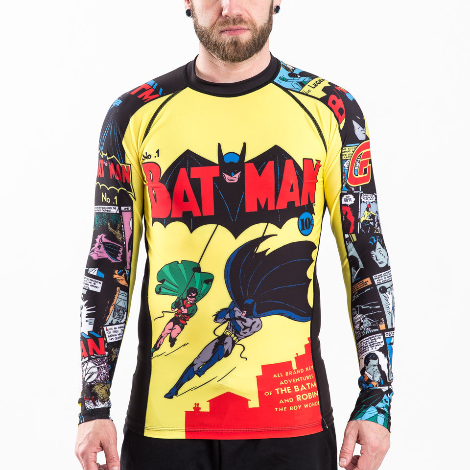 Fusion Fight Gear Batman Number 1 Comic BJJ Rash Guard Compression Shirt-RETIRED