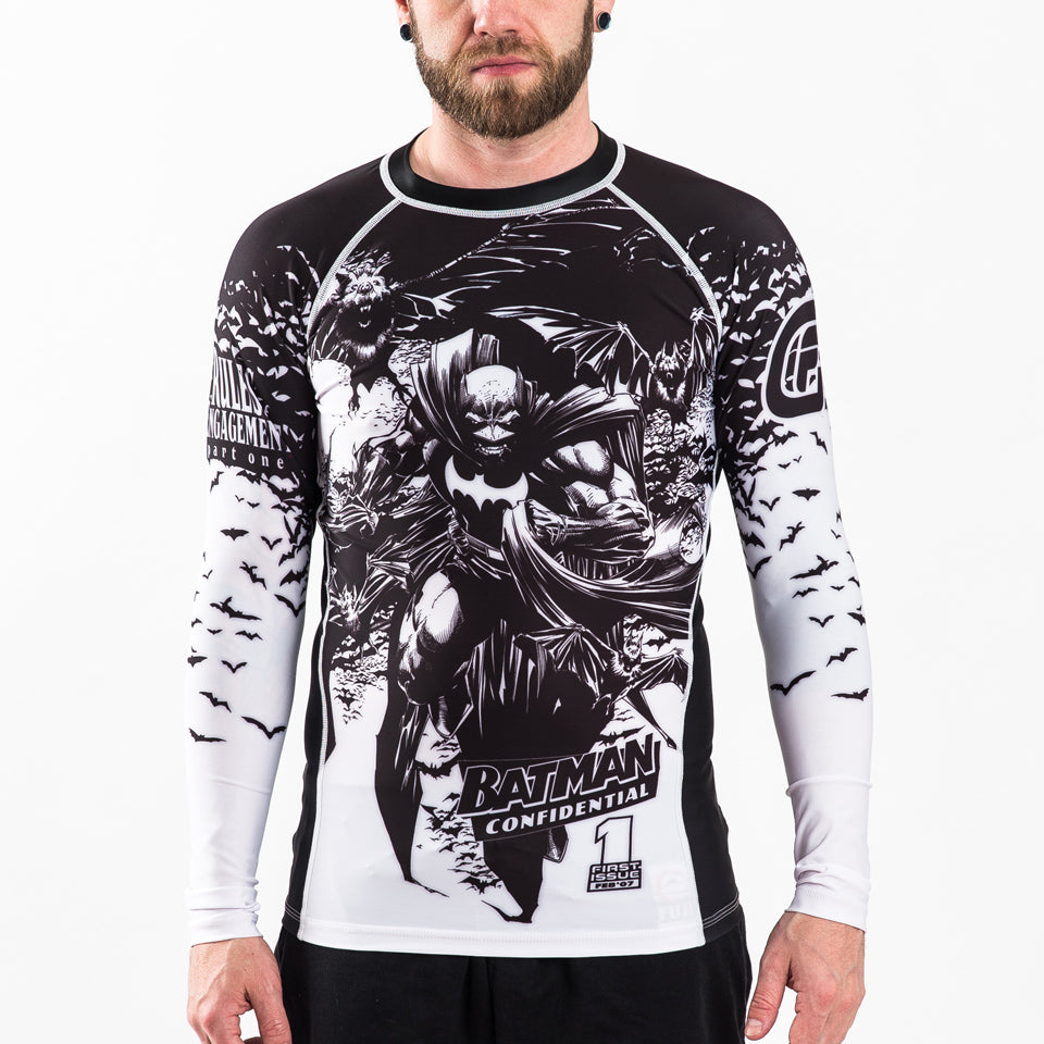 Fusion Fight Gear Batman Confidential Noir BJJ Rash Guard Compression Shirt