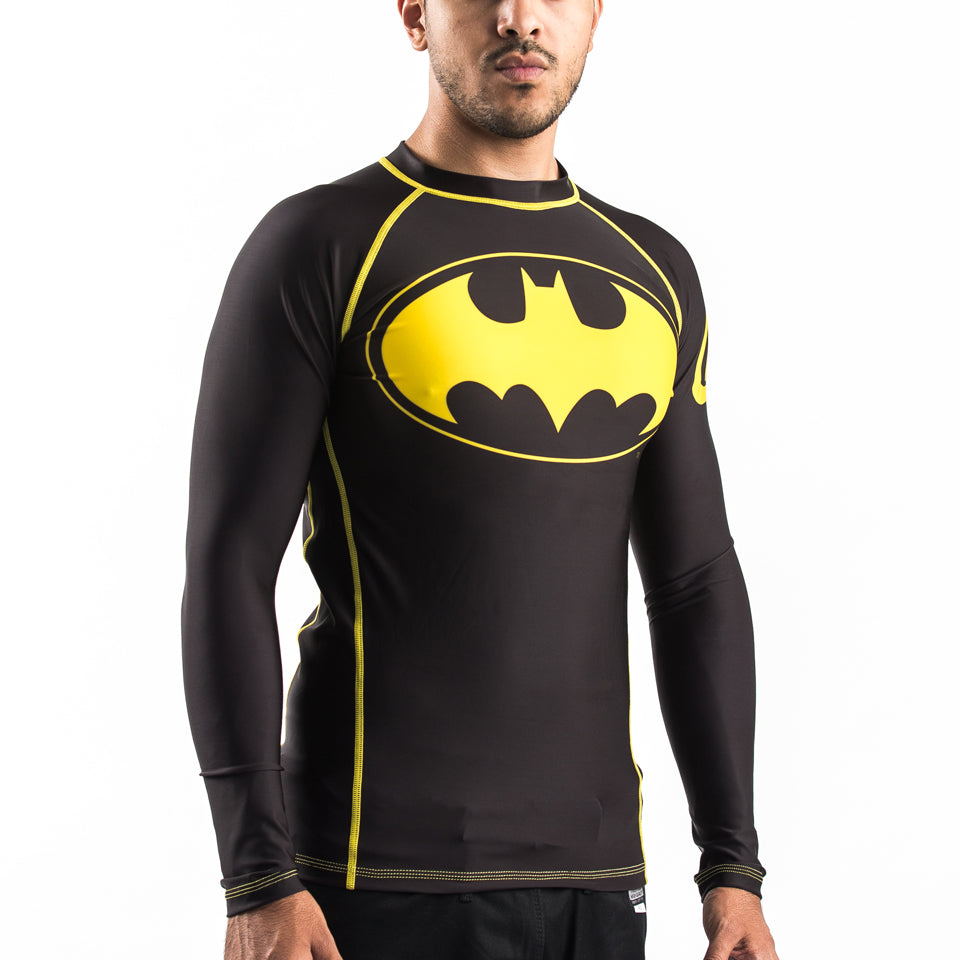 Fusion Fight Gear Batman Inverted Logo Compression BJJ Rash Guard- Black