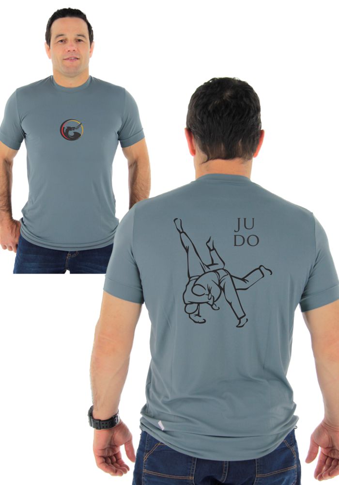 CAMISETA DRAGÃO JUDO DRAW cinza Dry Fit Poliamida