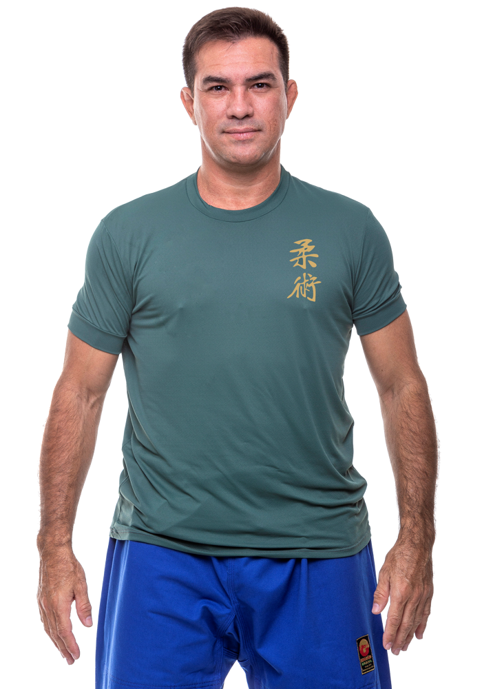 CAMISETA DRAGÃO Kanji Jiu jitsu Verde Dry Fit Poliamida