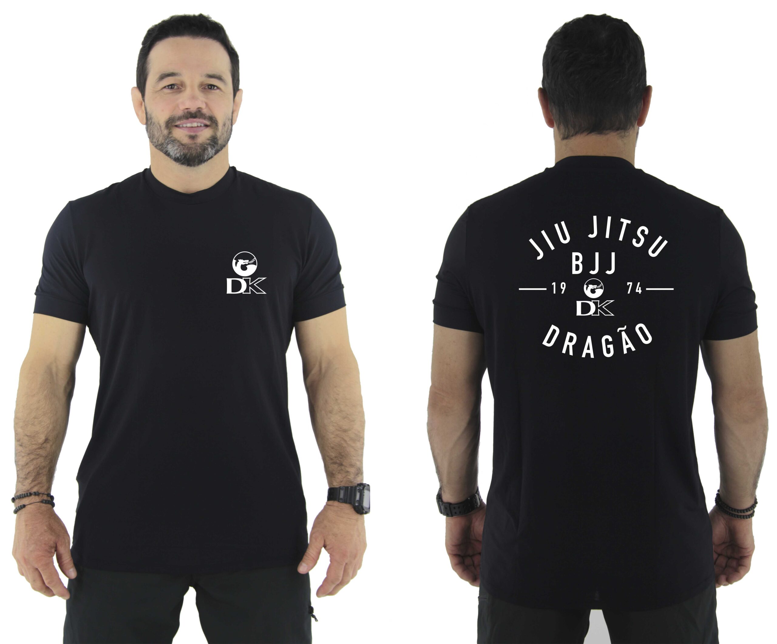 CAMISETA DRAGÃO DK FC JIU JITSU PRETA Dry Fit Poliamida