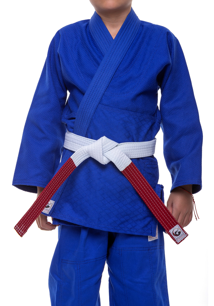 Faixa Dragão Branca ponta Vinho Infantil