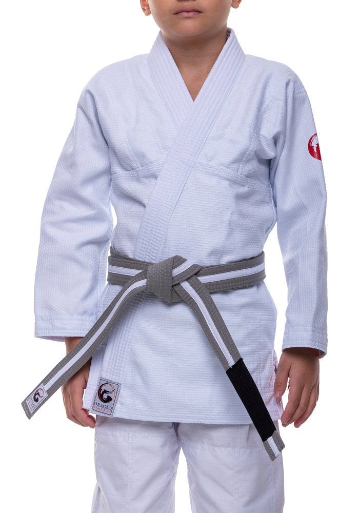 Faixa Dragão Jiu Jitsu Cinza Listra Branca Infantil