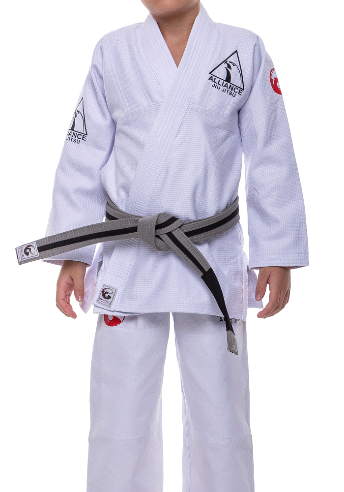 Faixa Dragão Jiu Jitsu Cinza Listra Preta Infantil